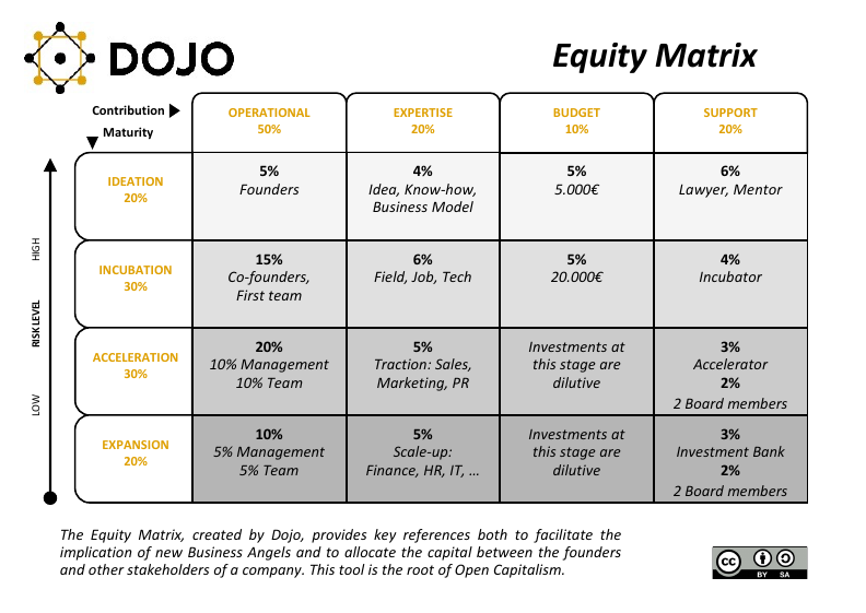 Schéma original de l'Equity Matrix DOJO